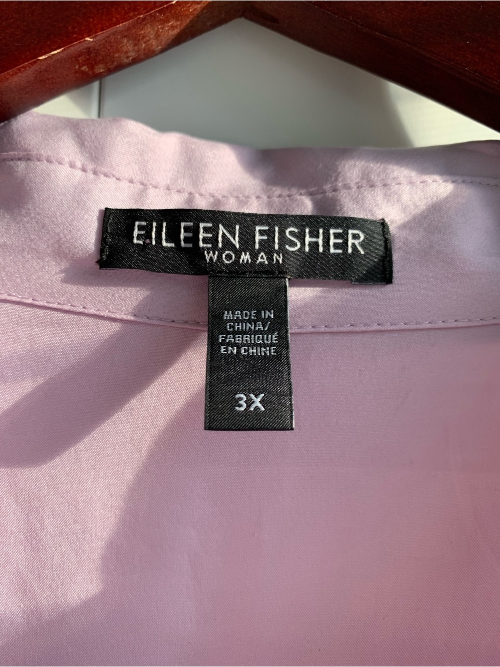 Eileen Fisher 100% Silk classic collar light Lavender Button down Blouse 3XL - Picture 4 of 8